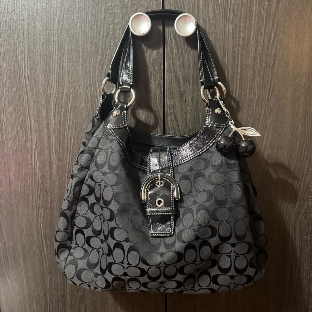 Coach Black and Gray Signature Bag soho